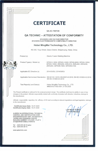 China Hebei Boda Plastic Technology Co., Ltd. certificaten