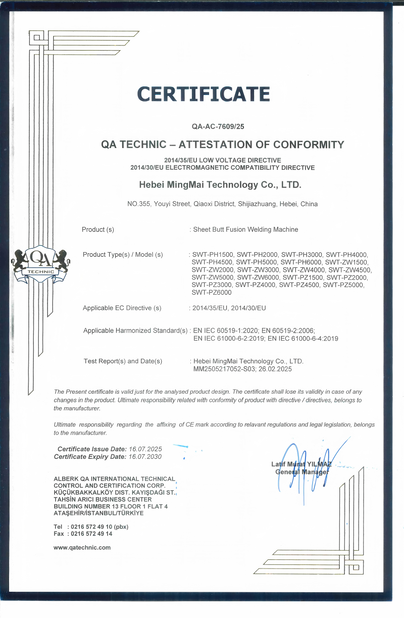 China Hebei Mingmai Technology Co.,Ltd certificaten