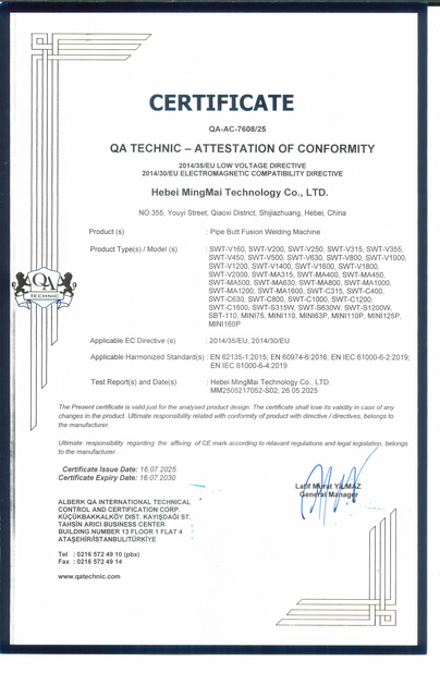 China Hebei Mingmai Technology Co.,Ltd certificaten