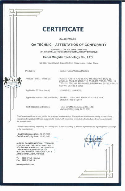 China Hebei Mingmai Technology Co.,Ltd certificaten
